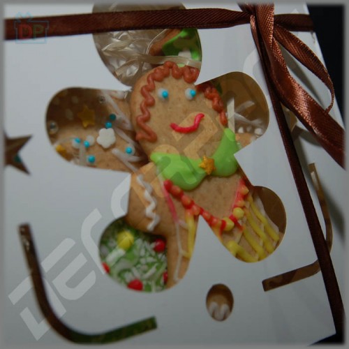 Box for gingerbread and cookies (with Gingerbread window, white) 170*170*30 mm