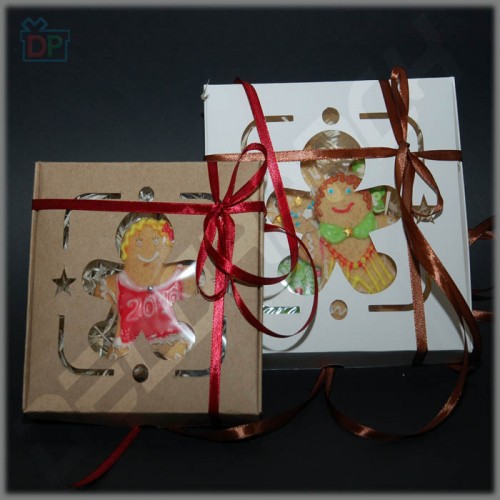 Box for gingerbread and cookies (with Gingerbread window, white) 170*170*30 mm